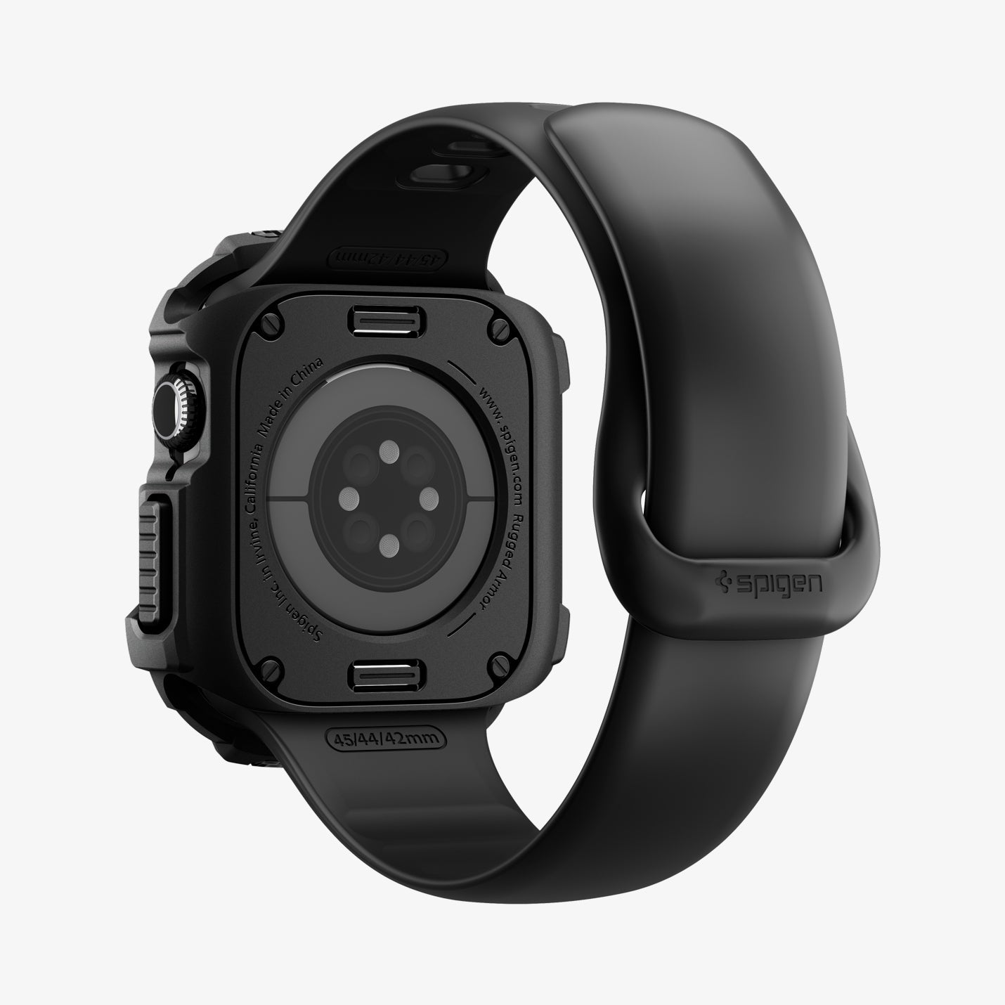 ACS10491 - Apple Watch 10/11 (42mm) Rugged Armor 2 in Matte Black showing the back