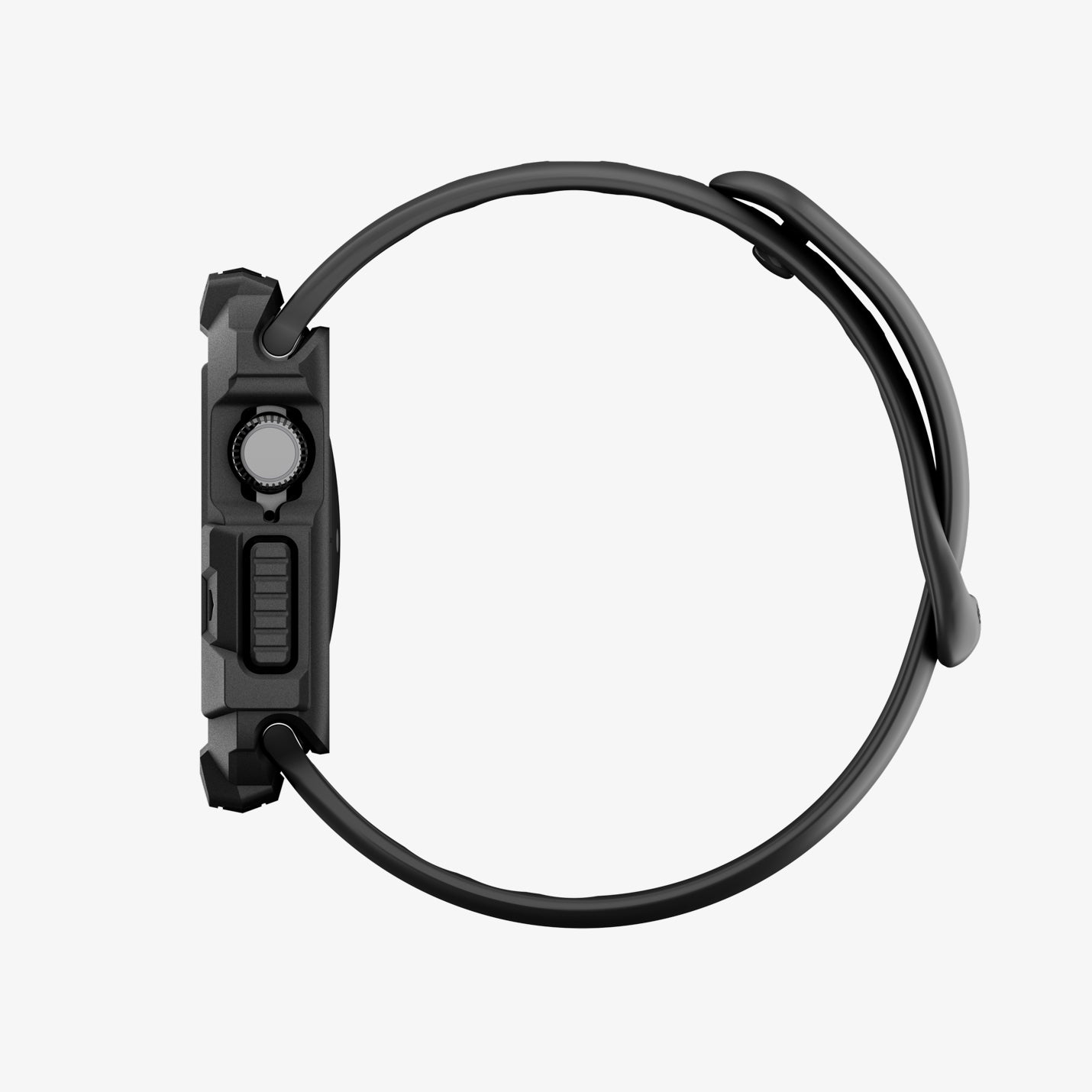 ACS10491 - Apple Watch 10/11 (42mm) Rugged Armor 2 in Matte Black showing the side