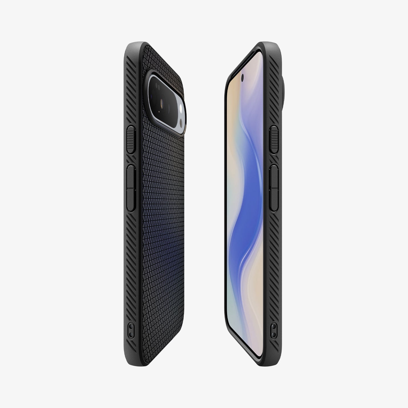 ACS09737 - GajPXL Case Liquid Air in matte black showing the sides, partial front and back