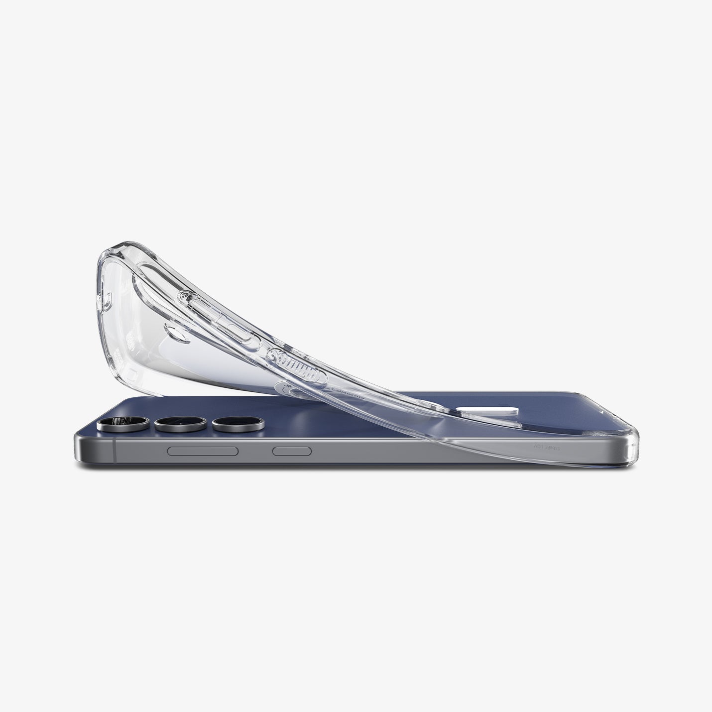 ACS10024 - Galaxy S25 FE Crystal Flex (MagFit) Case in crystal clear showing the side with case bending away from the device