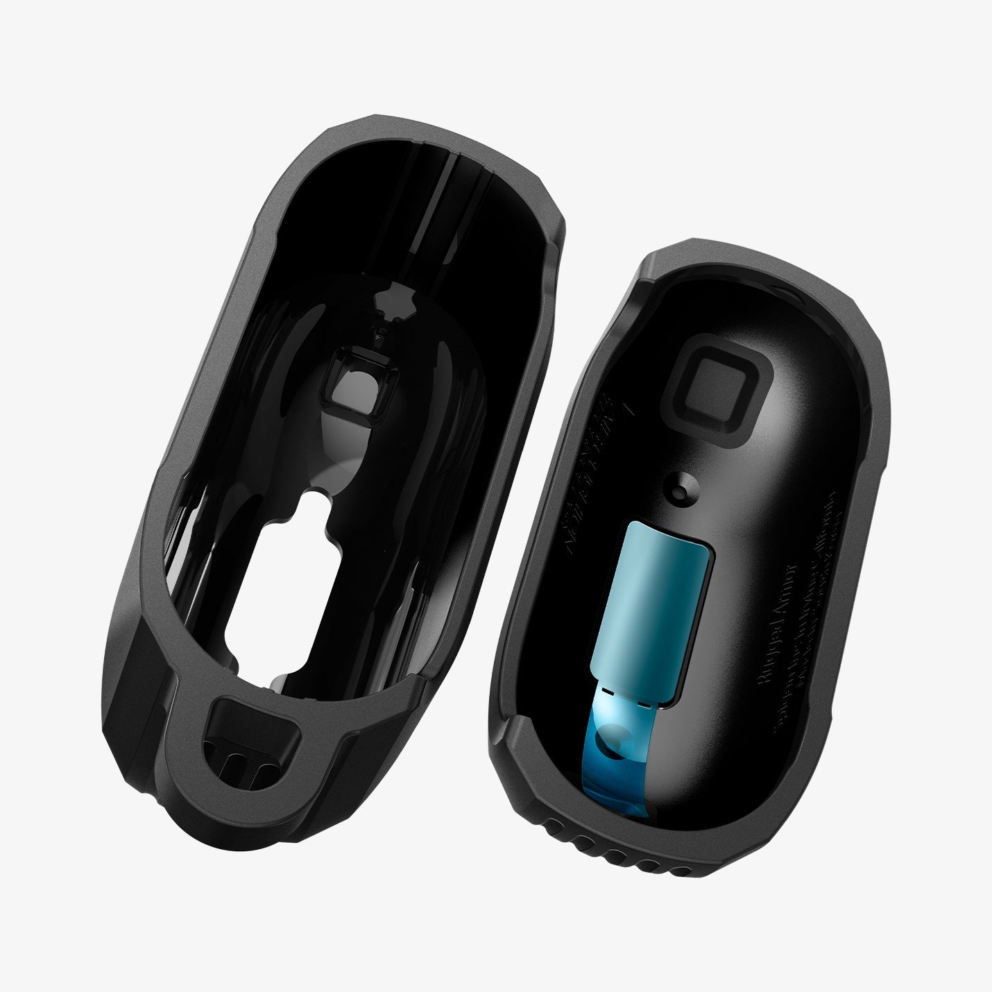 ACS09188 - AirPods 4 Pro Case Rugged Armor in Matte Black showing the inner of top and bottom