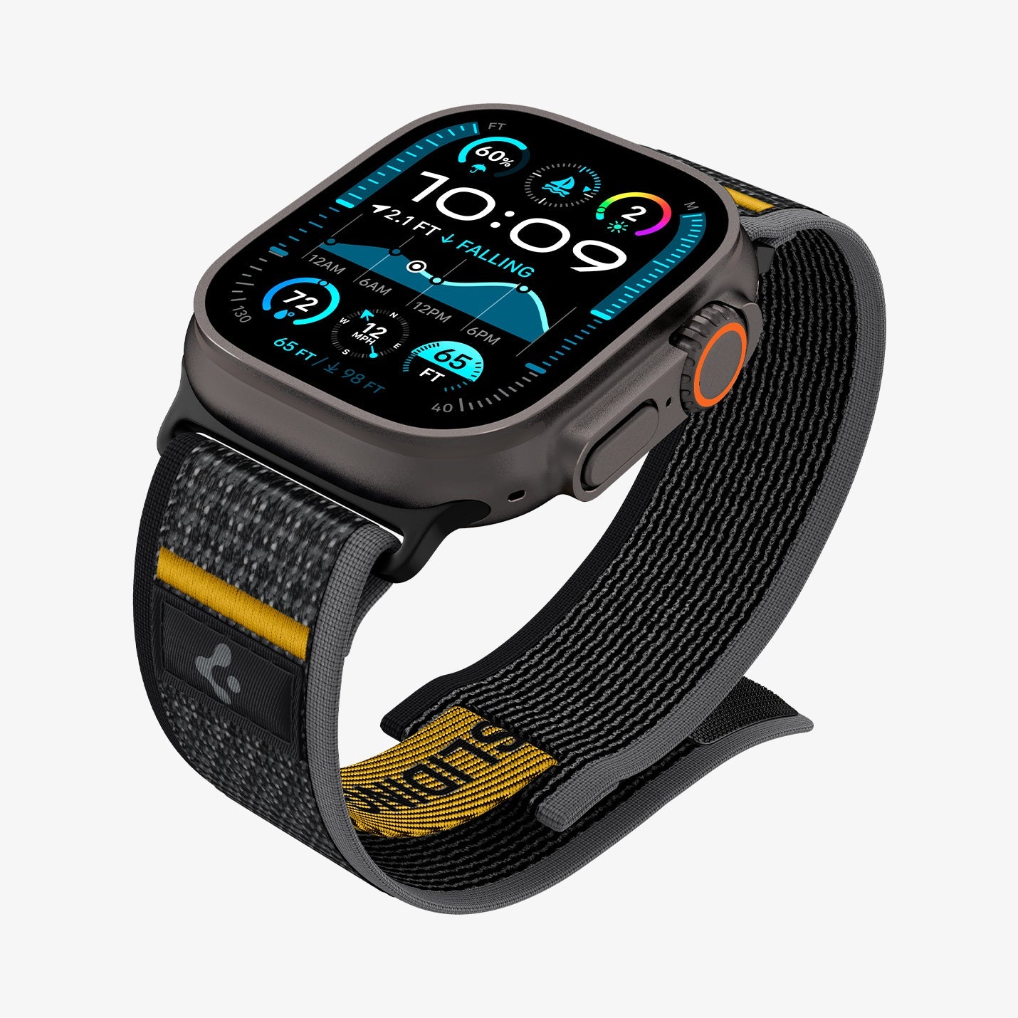 AMP09033 - Apple Watch 10 (46mm) Athlex Air in Active Black showing the front, partial sides and bottom