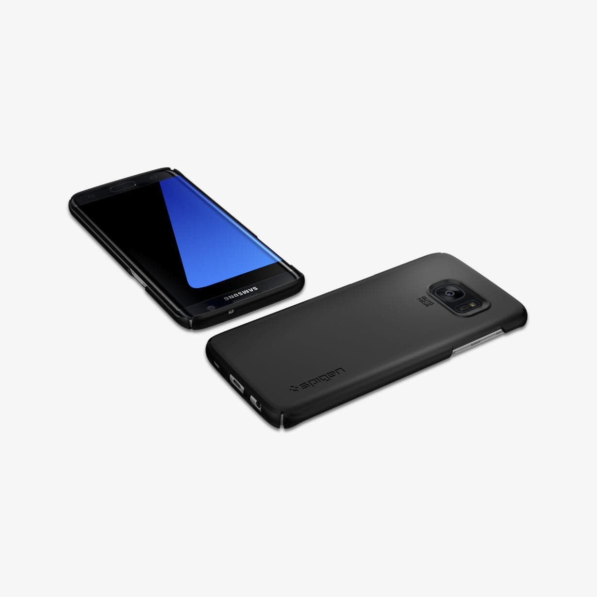 556CS20029 - Galaxy S7 Series Thin Fit Case in black showing the back, front, side, top and bottom