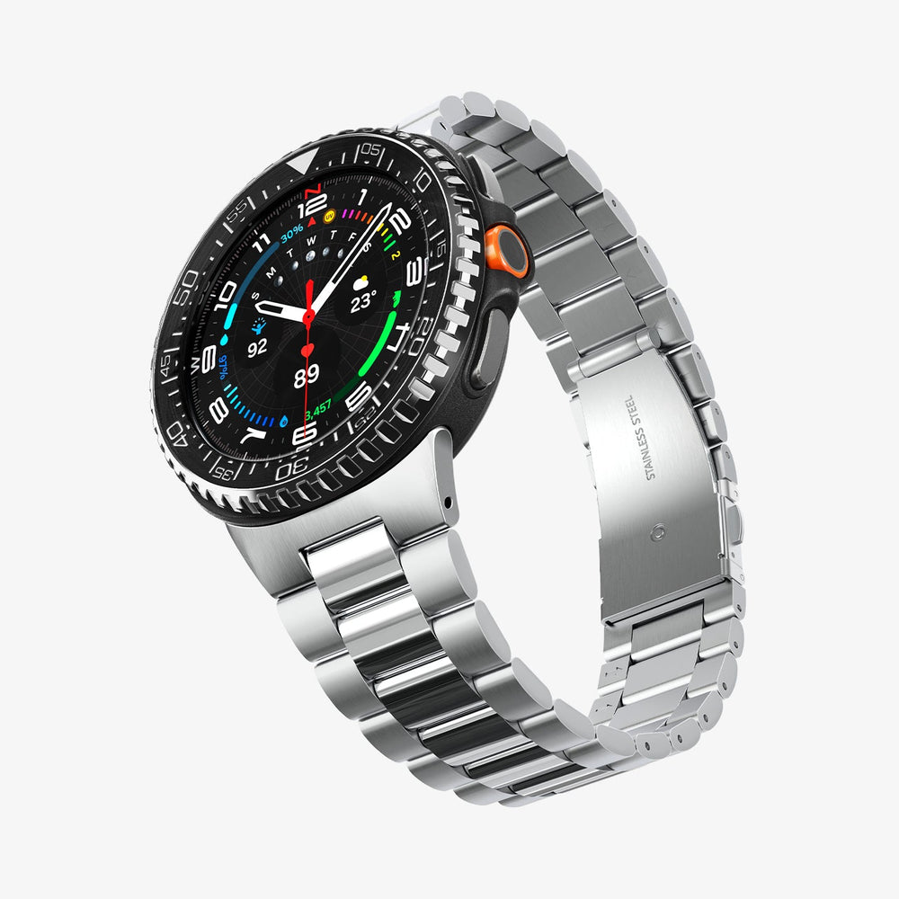 ACS10014 - Galaxy Watch 8 46mm Bezel Tune in black showing the front, side and bottom