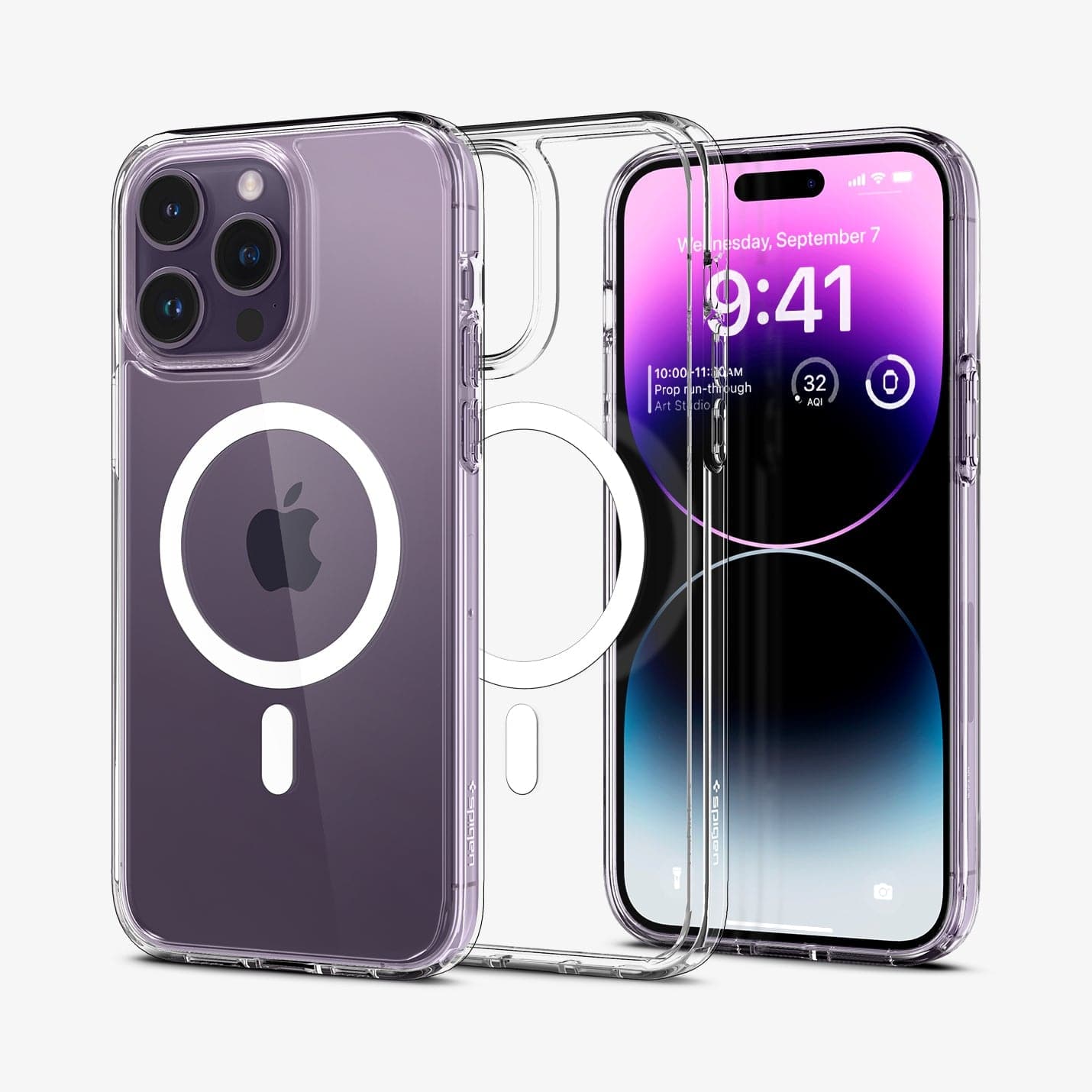 ACS04643 - iPhone 14 Pro Max Case Ultra Hybrid (MagFit) in white showing the back, inside and front