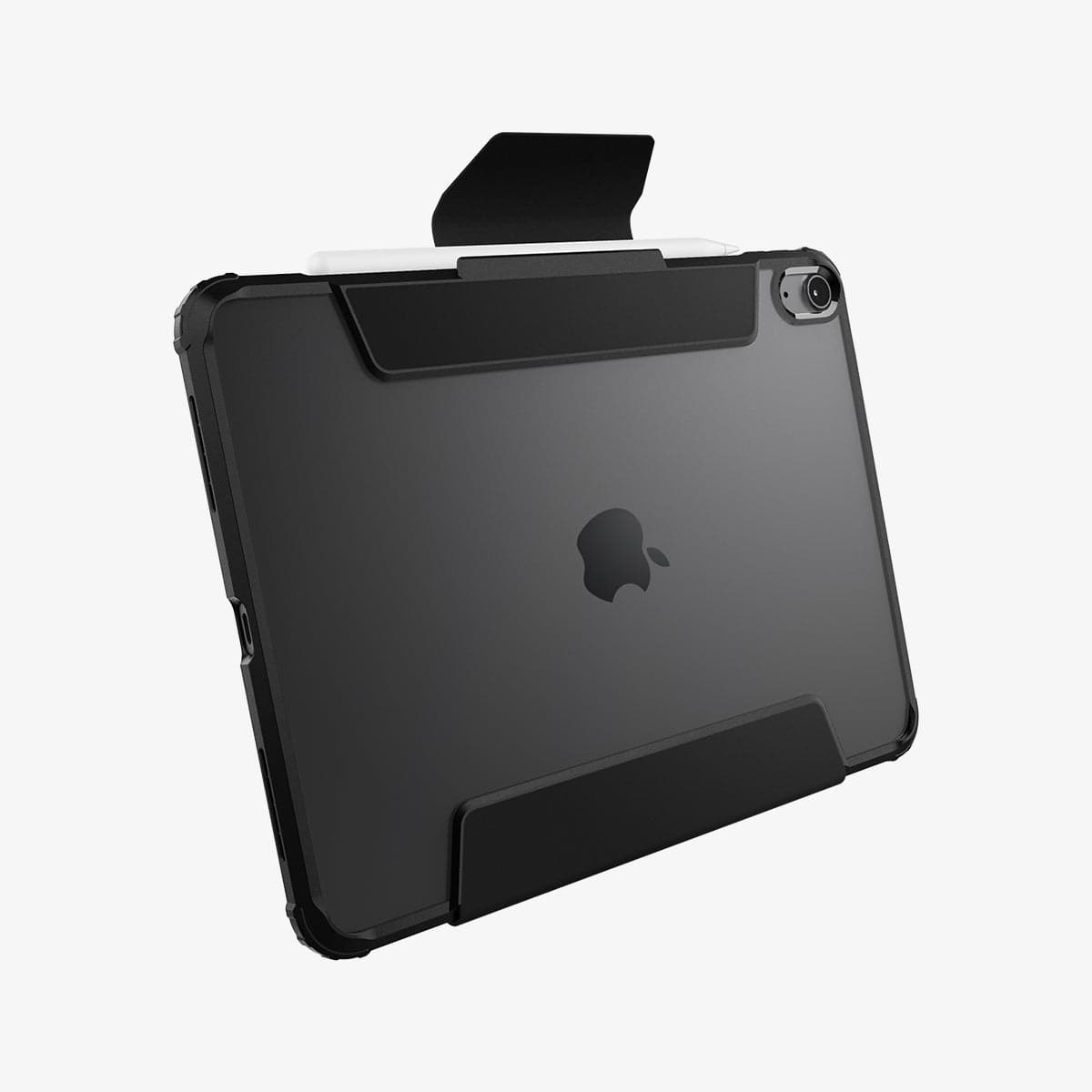 ACS05281 - iPad Air 10.9" (2022 / 2020) Case Ultra Hybrid Pro in black showing the back and bottom with cover flap open