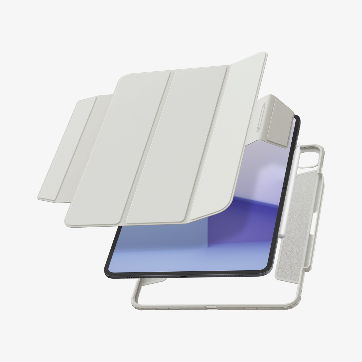 ACS07014 - iPad Pro 12.9-inch Case Air Skin Pro in Gray showing the front and back of case hovering away from tablet