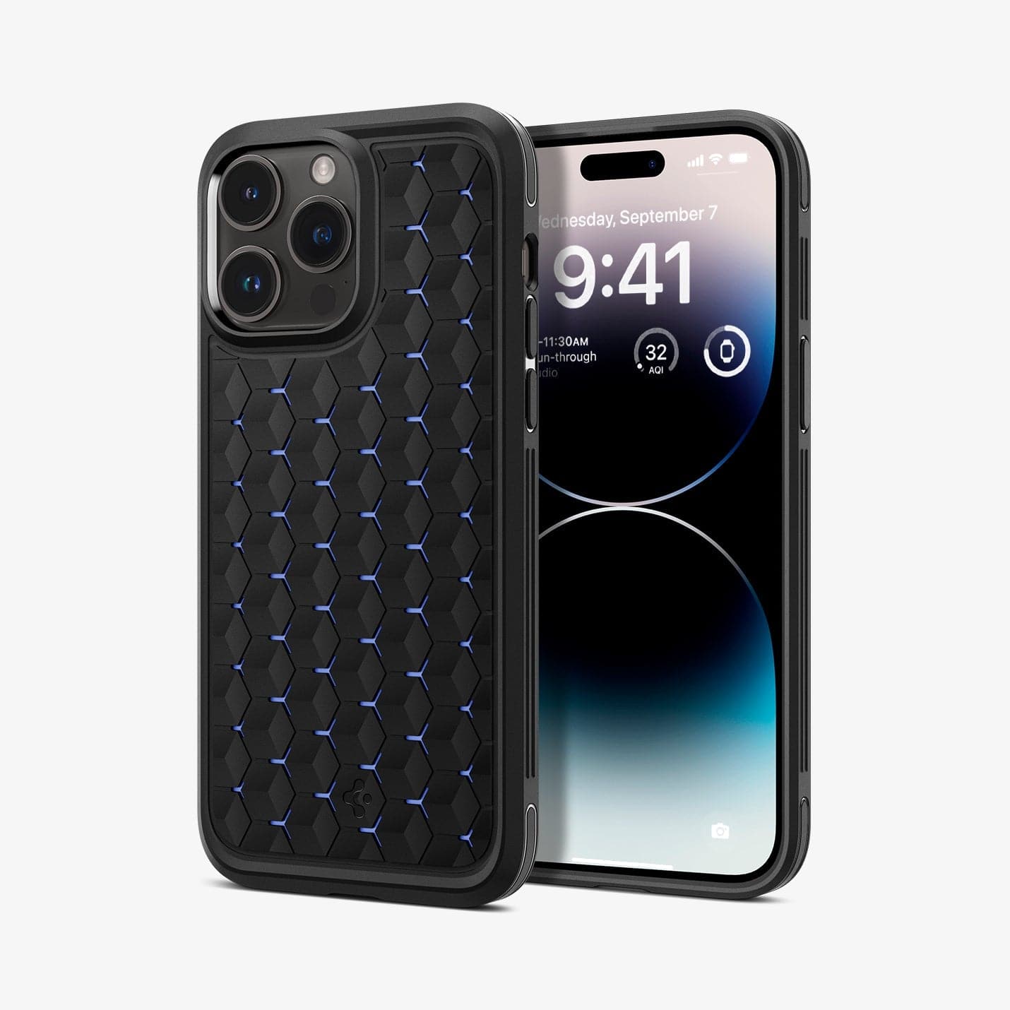 ACS04998 - iPhone 14 Pro Case Cryo Armor in matte black showing the back and front