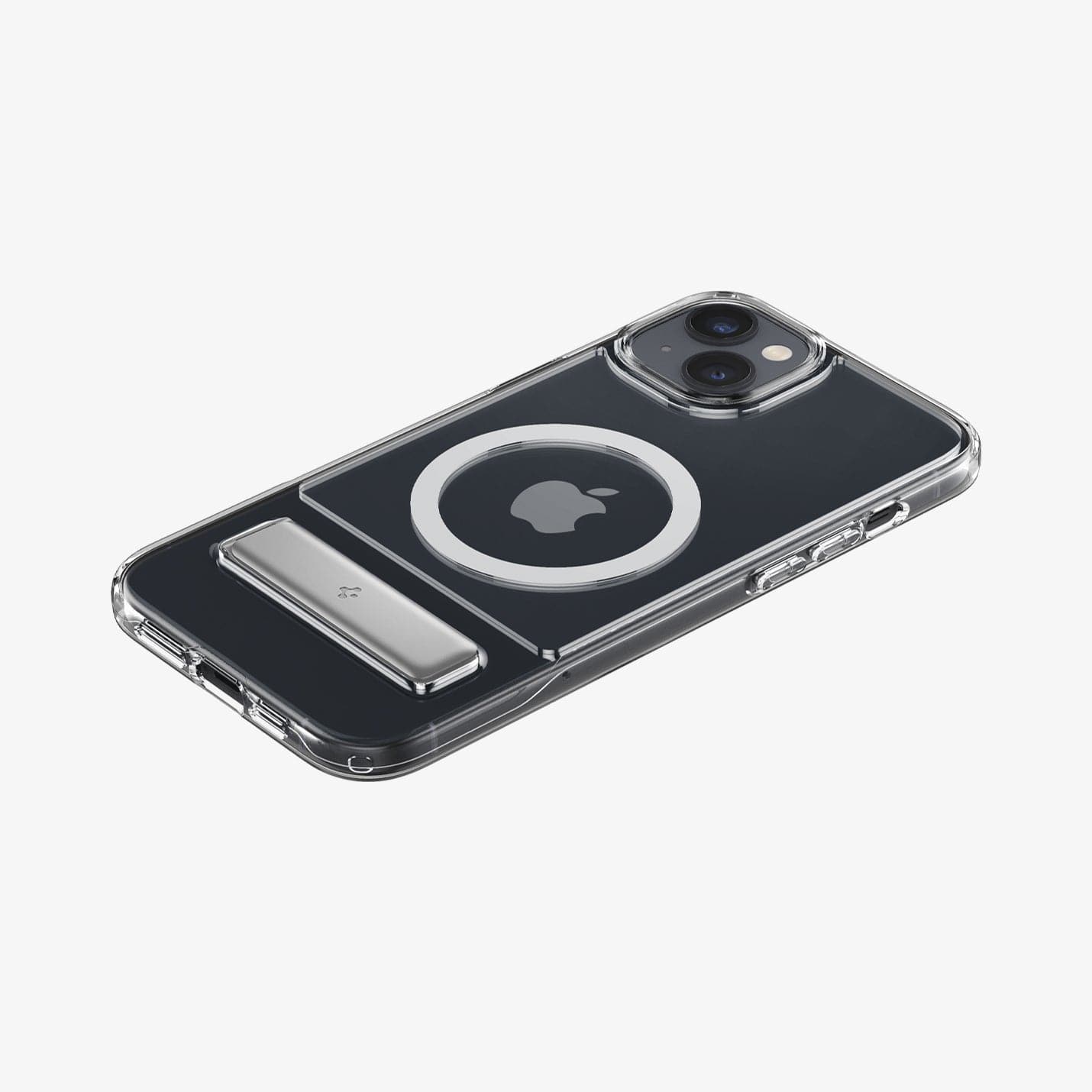 ACS04660 - iPhone 14 Plus Case Slim Armor Essential S (MagFit) in white showing the back, side and bottom with device laying flat