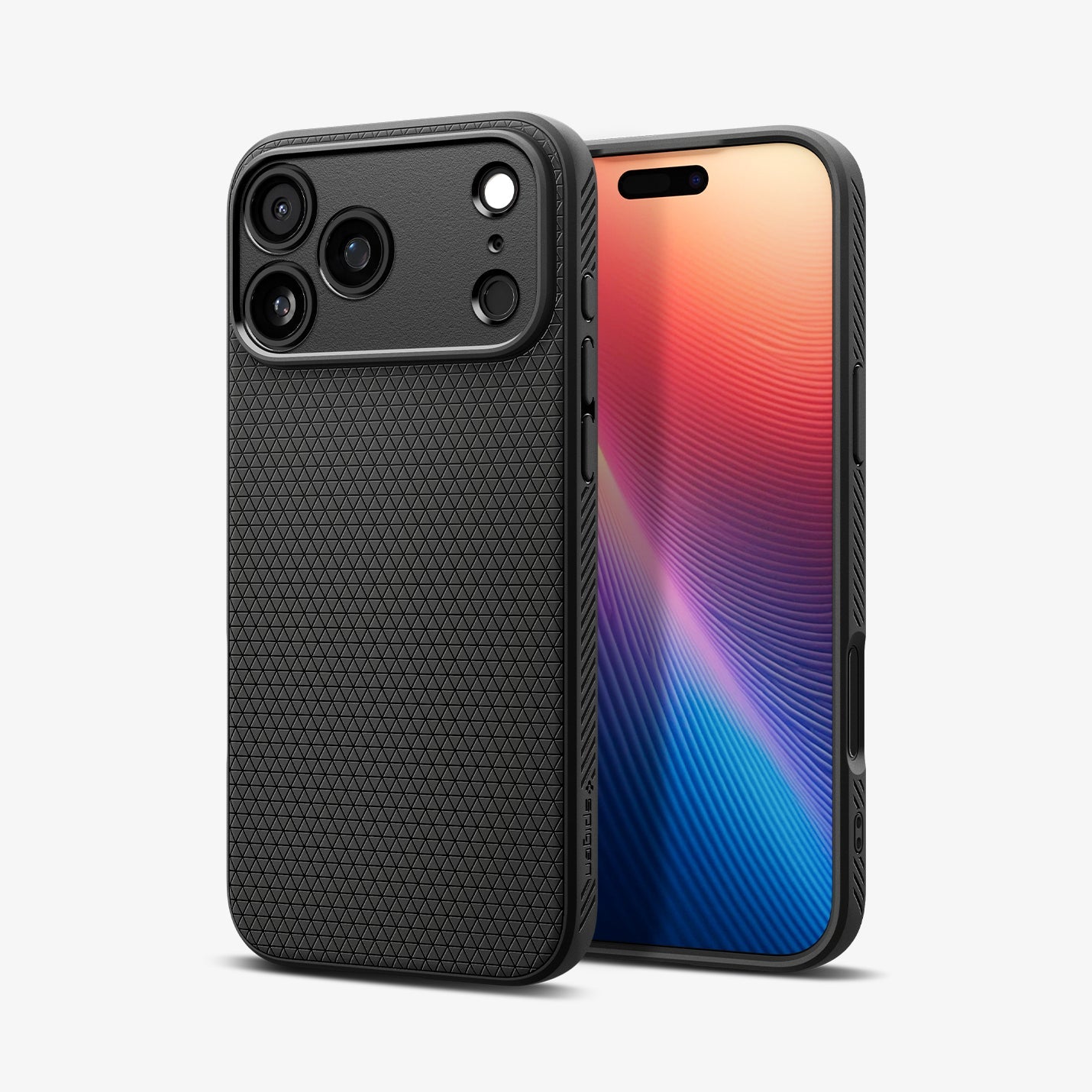 ACS09888 - iPhone 17 Pro Max Liquid Air in Matte Black showing the back, partial front and sides