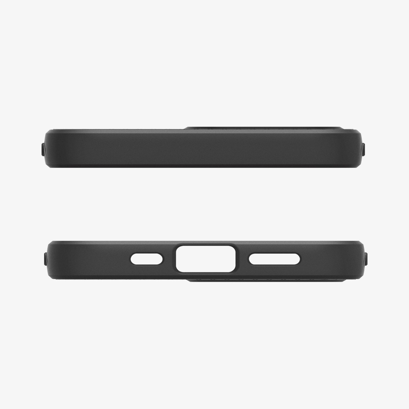 ACS09161 - iPhone 16e Case Liquid Air in Matte Black showing the top and bottom
