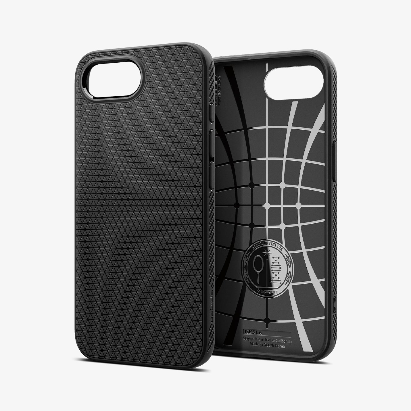 ACS09161 - iPhone 16e Case Liquid Air in Matte Black showing the back, partial inner and sides