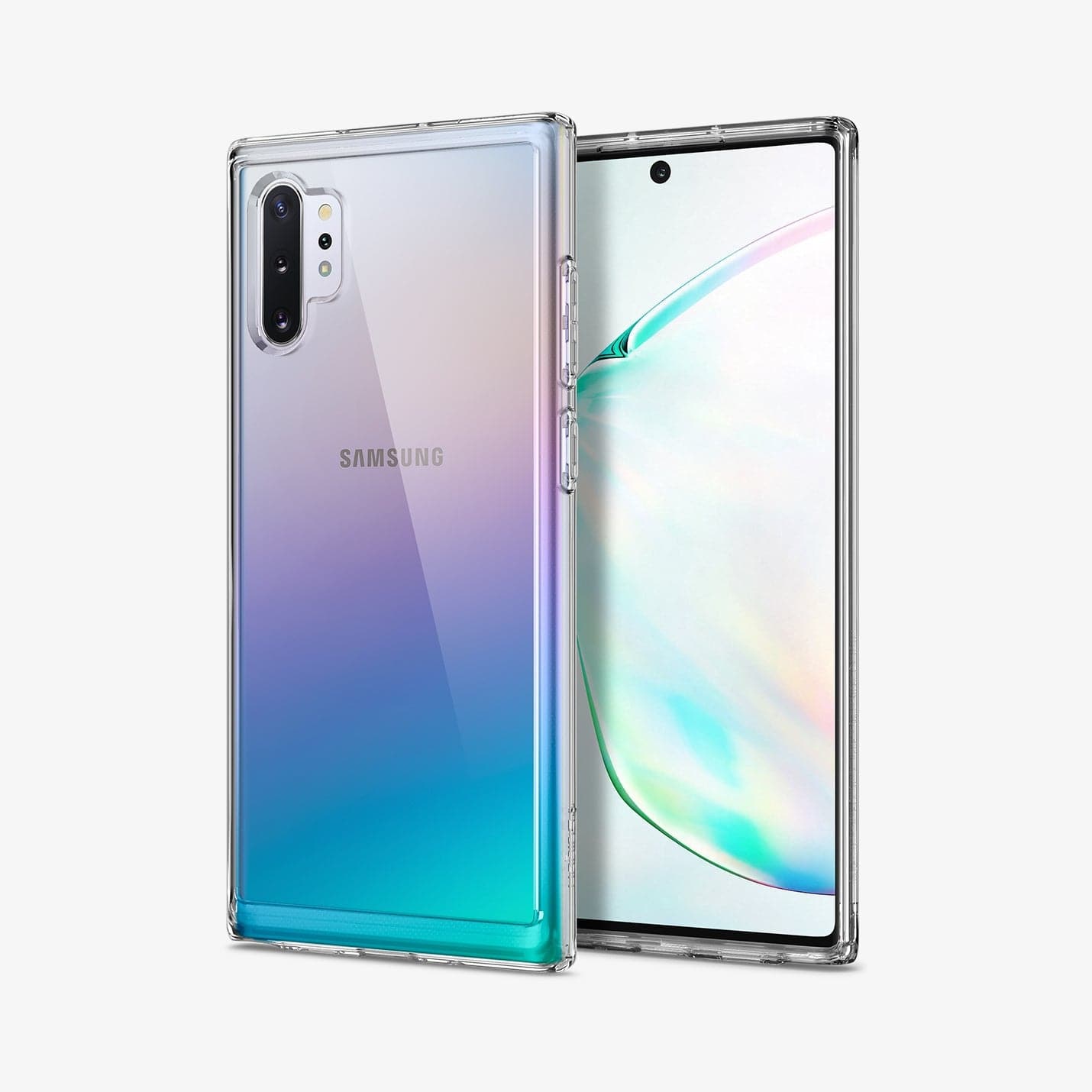 627CS27332 - Galaxy Note 10 Series Ultra Hybrid Case in crystal clear showing the back and front