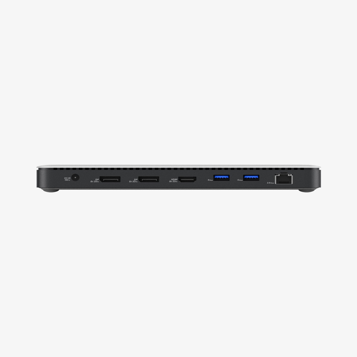 ACA06518 - ArcDock Pro Multi Hub PD2307 in Space Gray showing the side of a multi hub with lan, usb-3.0, hdmi 2 other ports