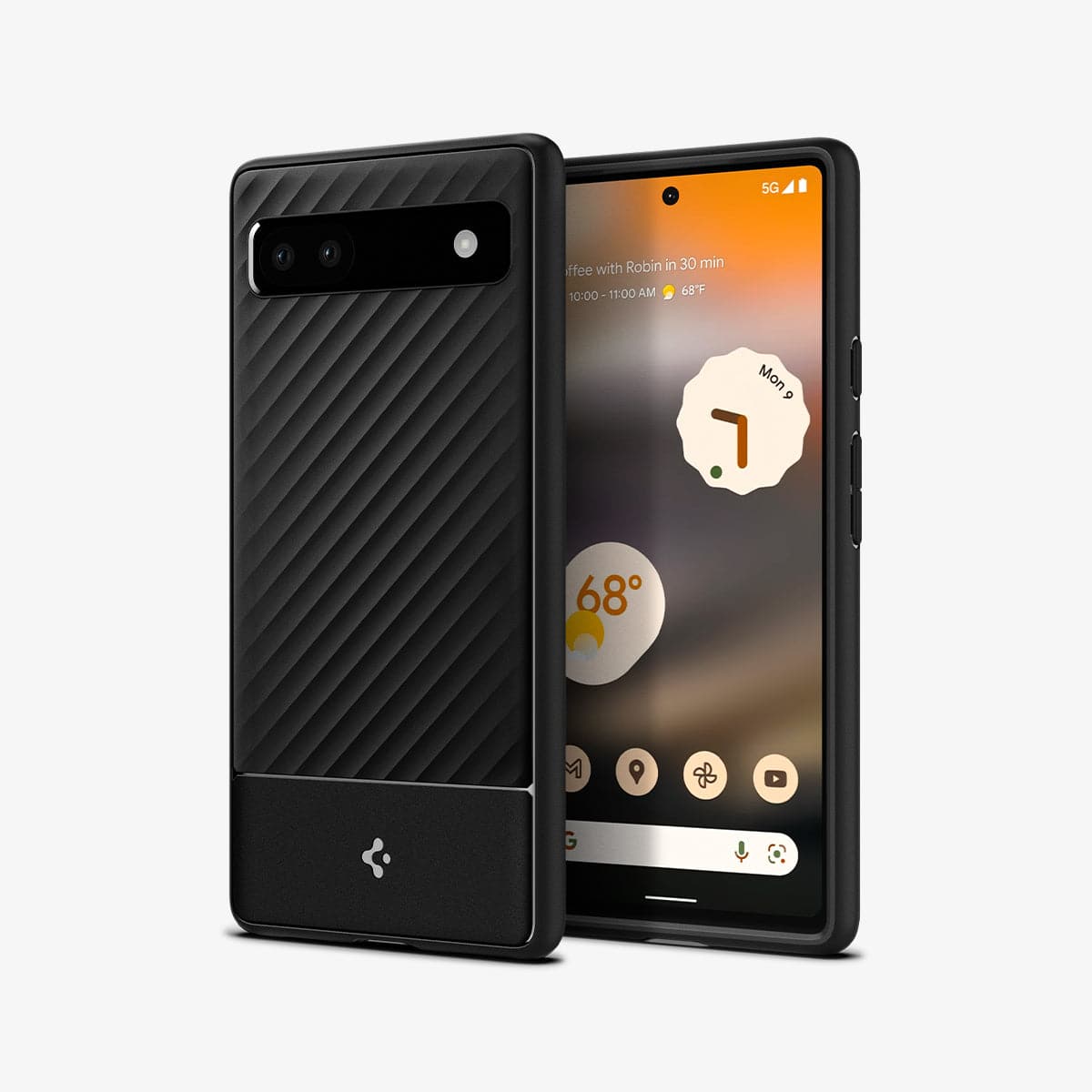 ACS04482 - Pixel 6a Case Core Armor in matte black showing the back and front