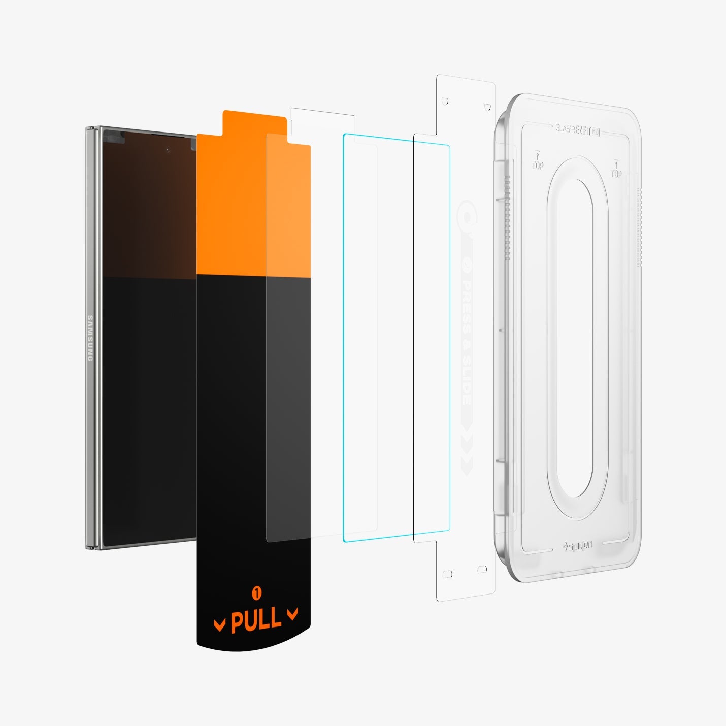 AGL09576 - Galaxy Z Fold 7 Series - GLAS.tR EZ Fit Pro showing the alignment tray, screen protector