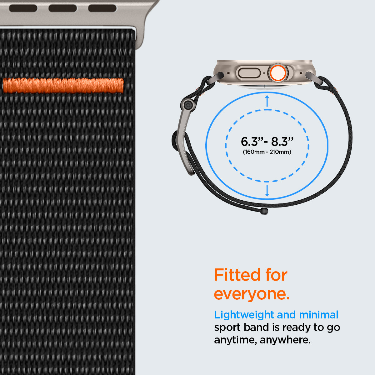 AMP05981 - Apple Watch (45mm) DuraPro Flex Ultra in Black lightweight and minimal sport band is ready to go anytime, anywhere (160mm-210mm)