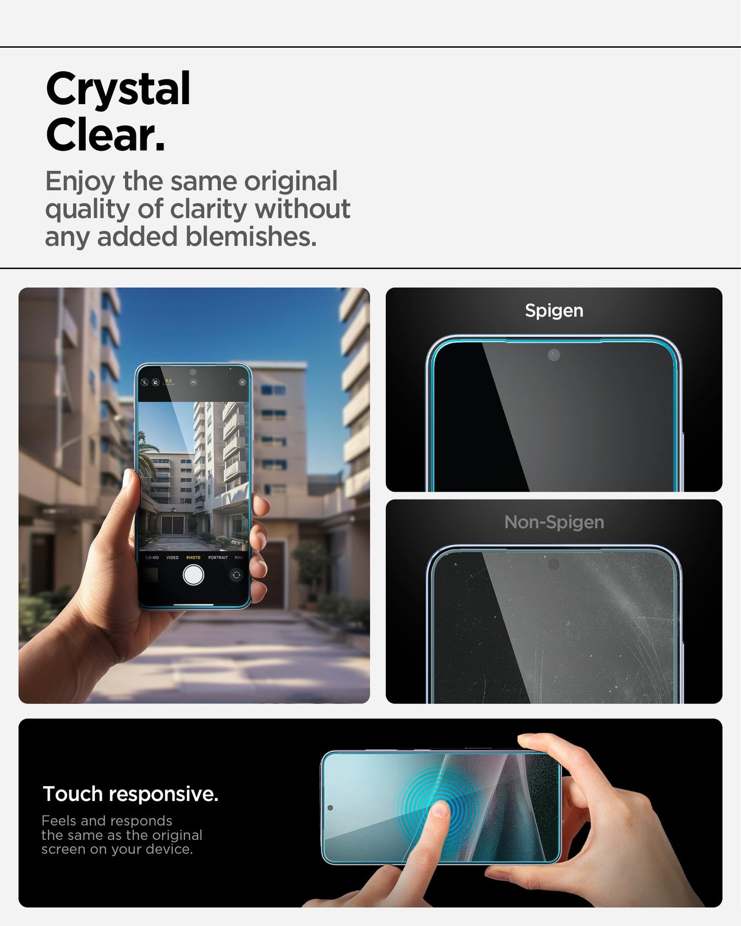 AGL09410 - Galaxy S25 Edge GLAS.tR EZ Fit Pro showing the crystal clear. Enjoy the same original quality of clarity without any added blemishes. Touch responsive. Feels and responds the same as the original screen on your device