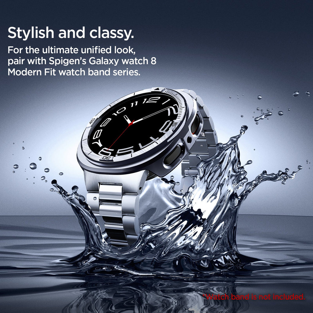 ACS10011 - Galaxy Watch 8 Bezel Tune Pro in sliver stylish and classy. For the ultimate unified look, pair with spigen's galaxy watch 8 modern fit band series. watch band is not included.