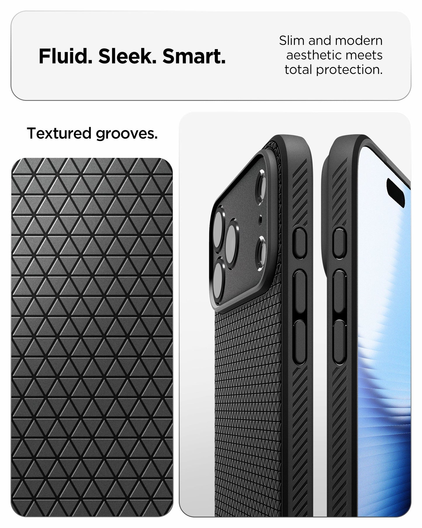 ACS09888 - iPhone 17 Pro Max Liquid Air in Matte Black showing fluid, sleek, smart. slim and modern aesthetic meets total protection.