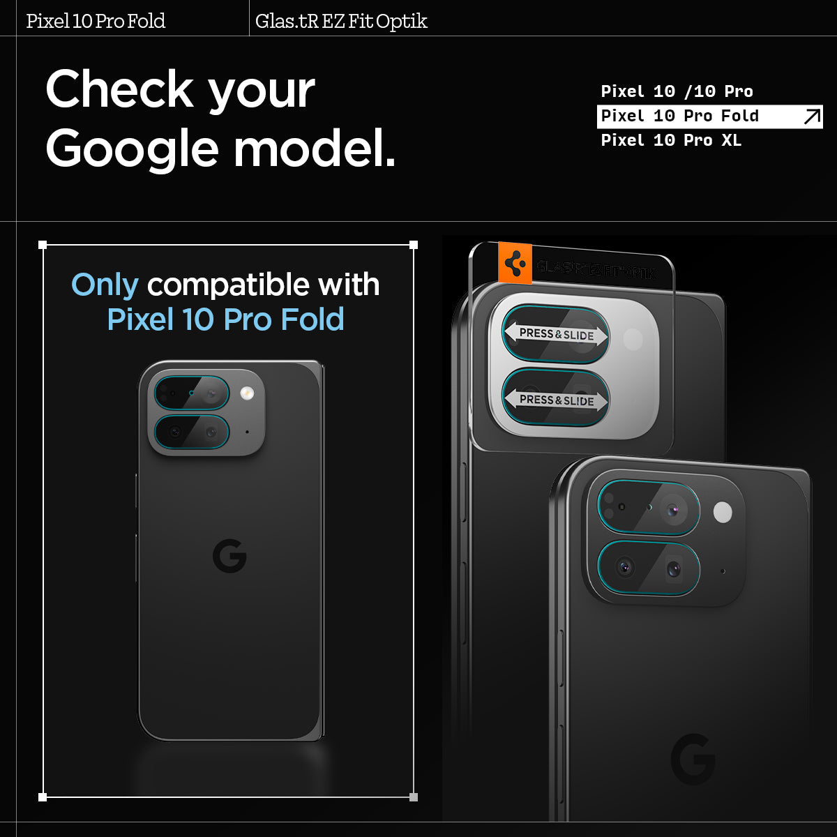 AGL09664 - GajPFD Optik EZ Fit Lens Protector check your google model. only compatible with pixel 10 pro fold