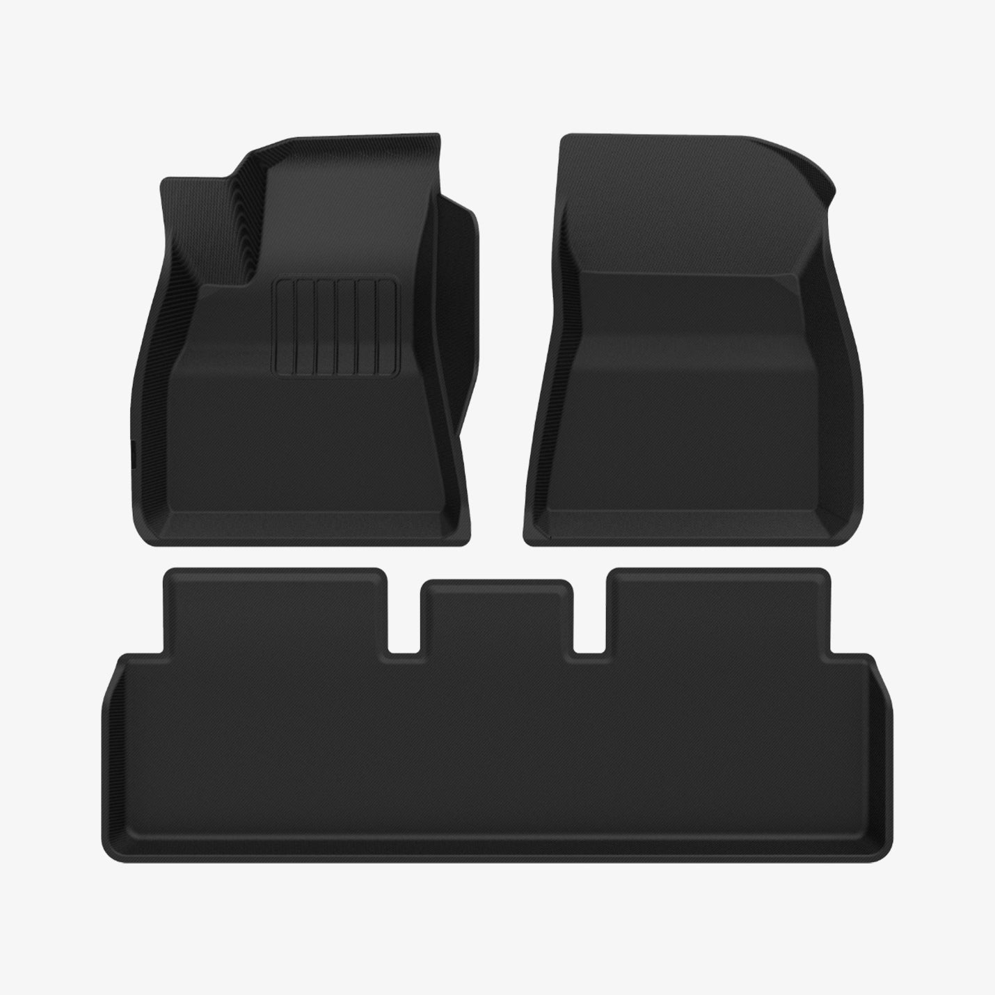 ACP07578 - Tesla Model 3 Highland WeatherBloc Floor Mat TLF-3H in Black showing different parts of tesla