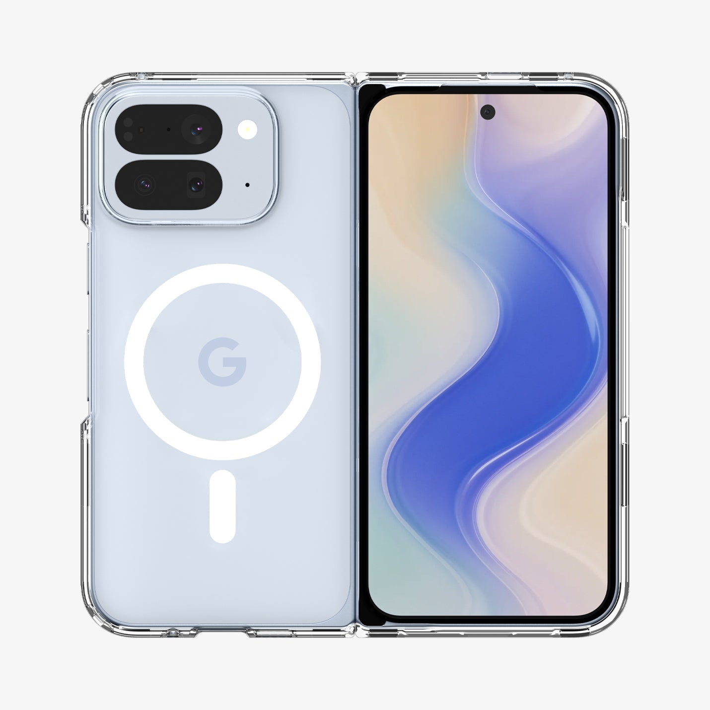 ACS09742 - GajPFD Case Ultra Hybrid Metal Ring (MagFit) in crystal clear showing the back and front