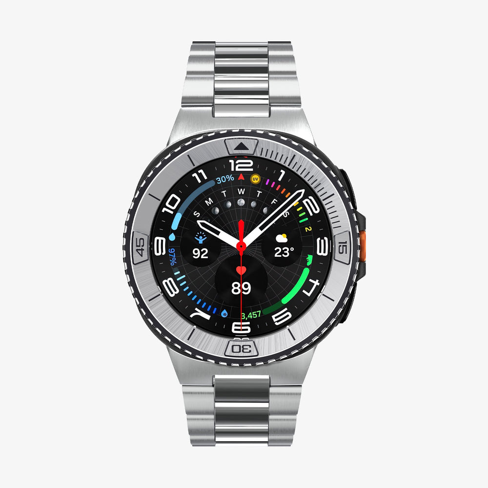ACS10015 - Galaxy Watch 8 46mm Bezel Tune in sliver showing the front