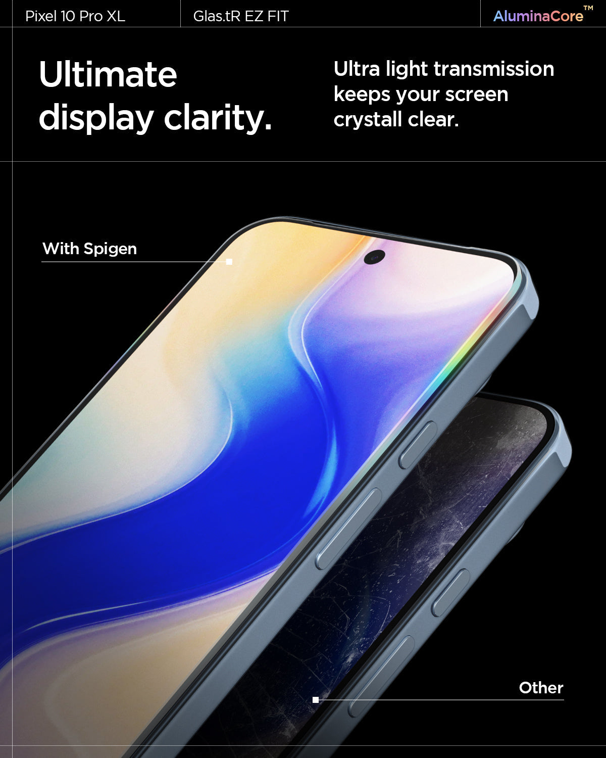 AGL08445 - GajPXL GLAS.tR EZ Fit Screen Protector showing the ultimate display clarity. Ultra light transmission keeps your screen crystal clear