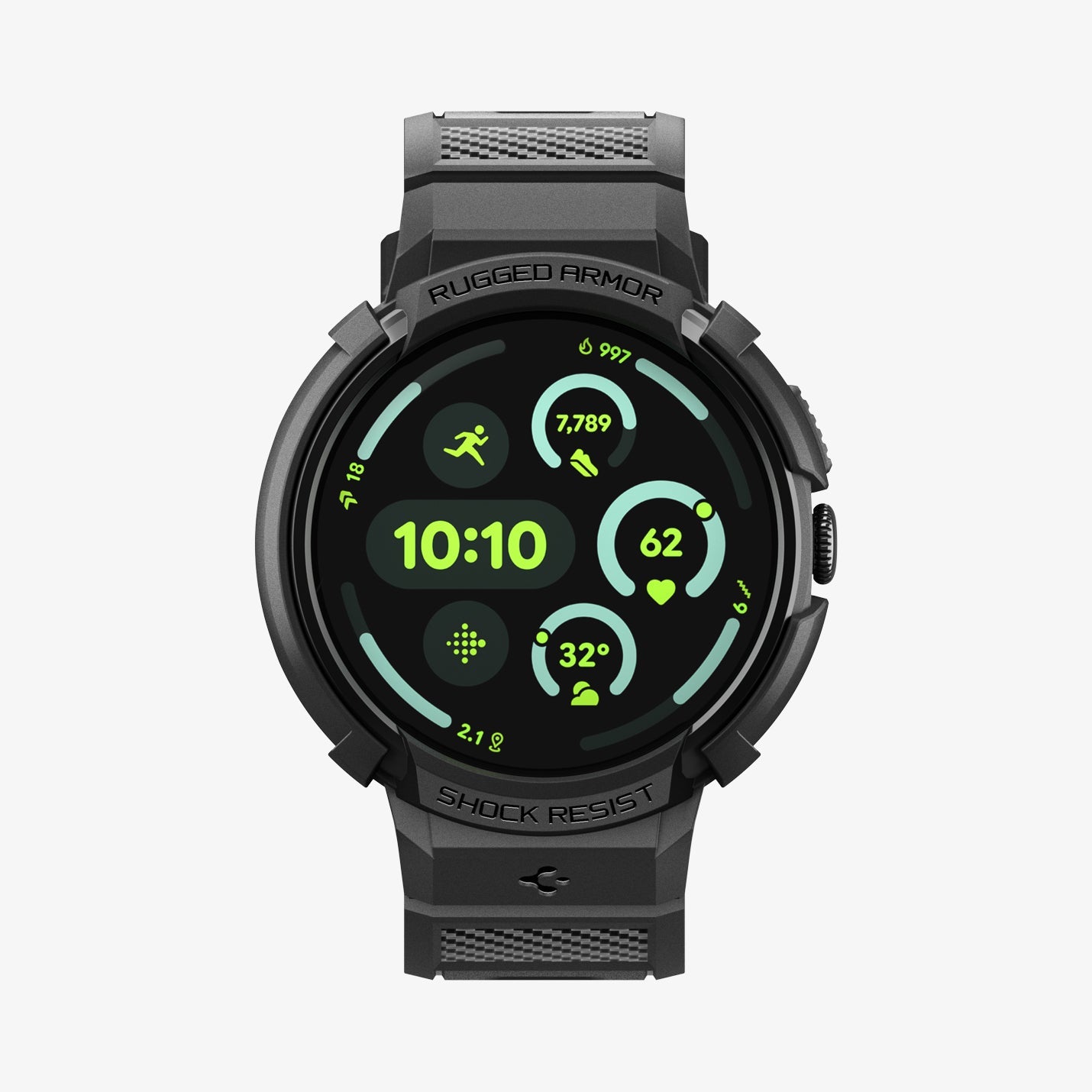 ACS11223 - Pixel Watch 5 (45mm) Rugged Armor Pro Black showing the front