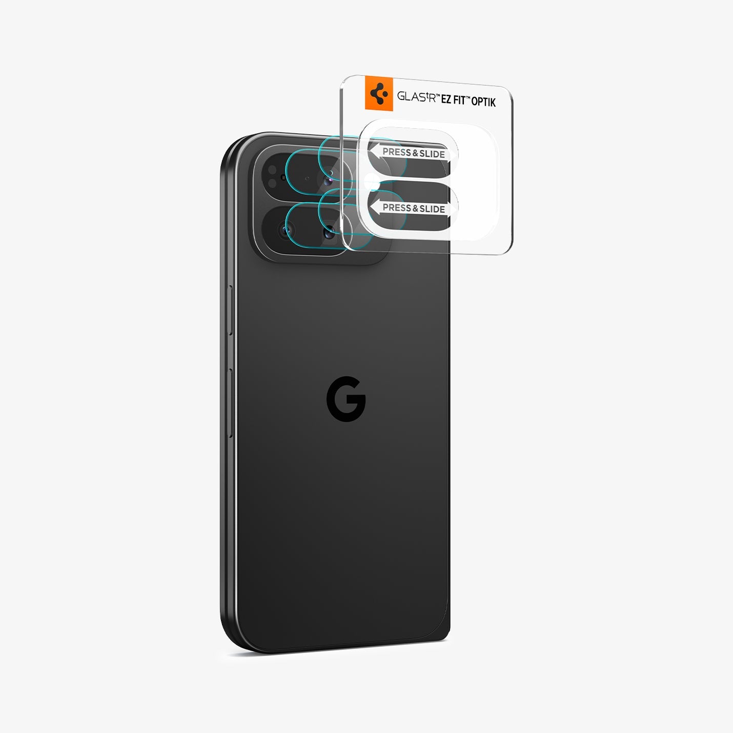 AGL09664 - GajPFD Optik EZ Fit Lens Protector showing the installation tray with lens attached to the device