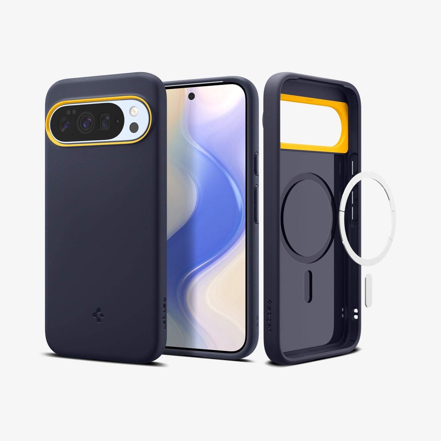 ACS09734 - GajPXL Case Nano Pop (MagFit) in blueberry navy showing the back, front and inside