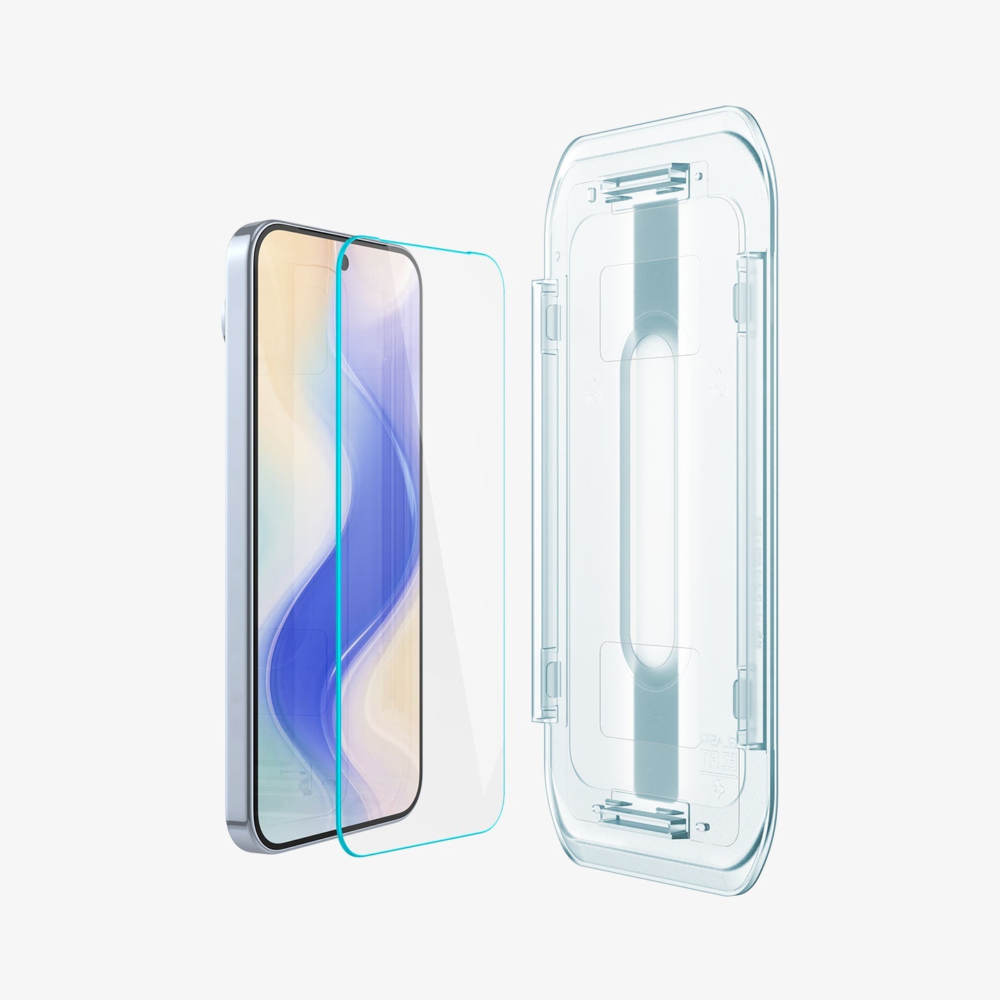 AGL08445 - GajPXL GLAS.tR EZ Fit Screen Protector showing the device, screen protector and ez fit tray