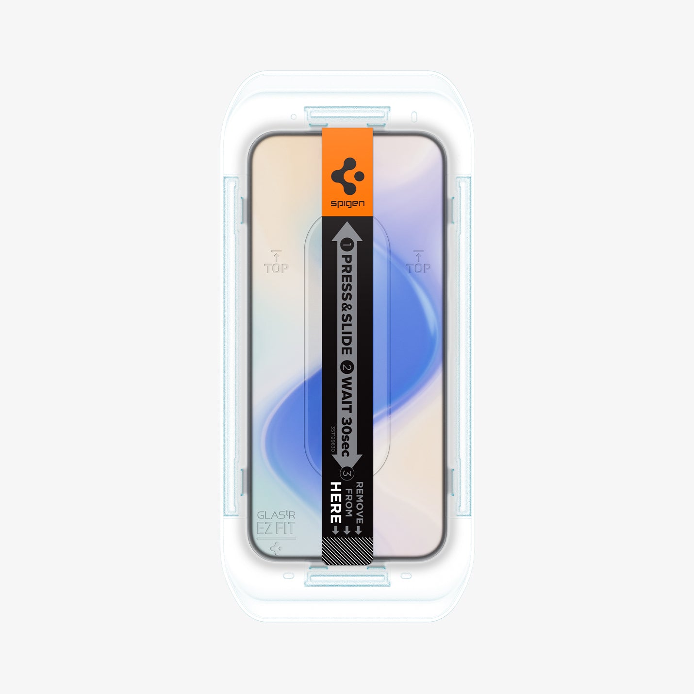 AGL08445 - GajPXL GLAS.tR EZ Fit Screen Protector showing the front with ez fit tray installed onto device