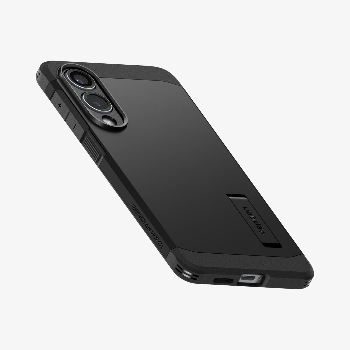 ACS09422 - Galaxy S25 Edge Case Tough Armor AI (MagFit) in Black showing the back, partial side and bottom
