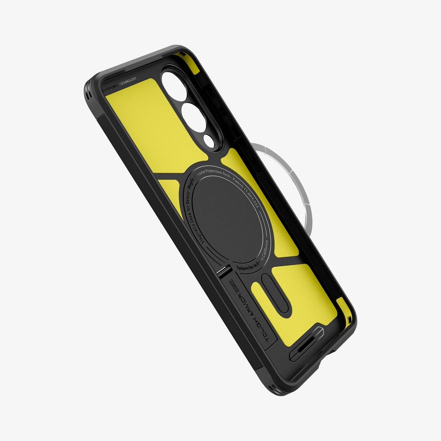 ACS09422 - Galaxy S25 Edge Case Tough Armor AI (MagFit) in Black showing the inner, sides and bottom with magnet ring peeking from the side