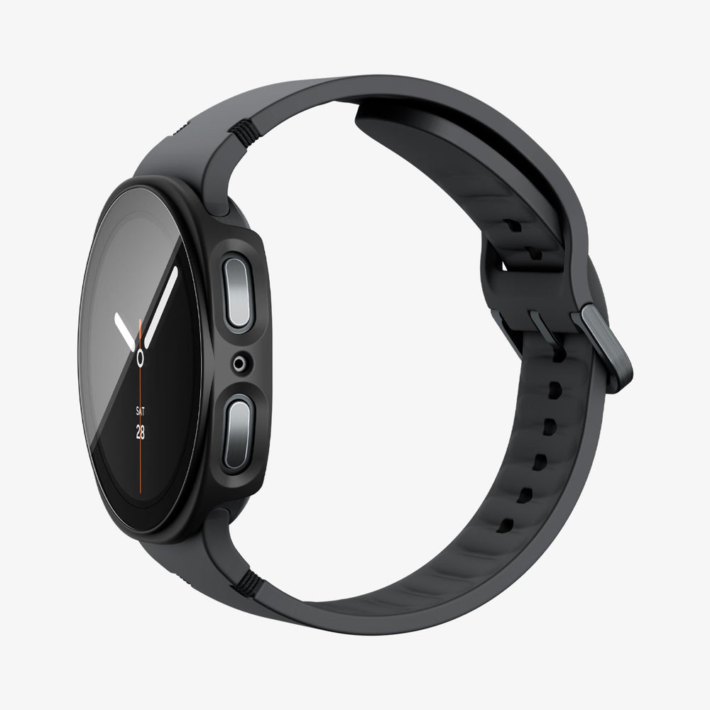 ACS11601 - Galaxy Watch 9 (44mm) Thin Fit 360 showing the case's side profile with button cutouts and band on the smartwatch