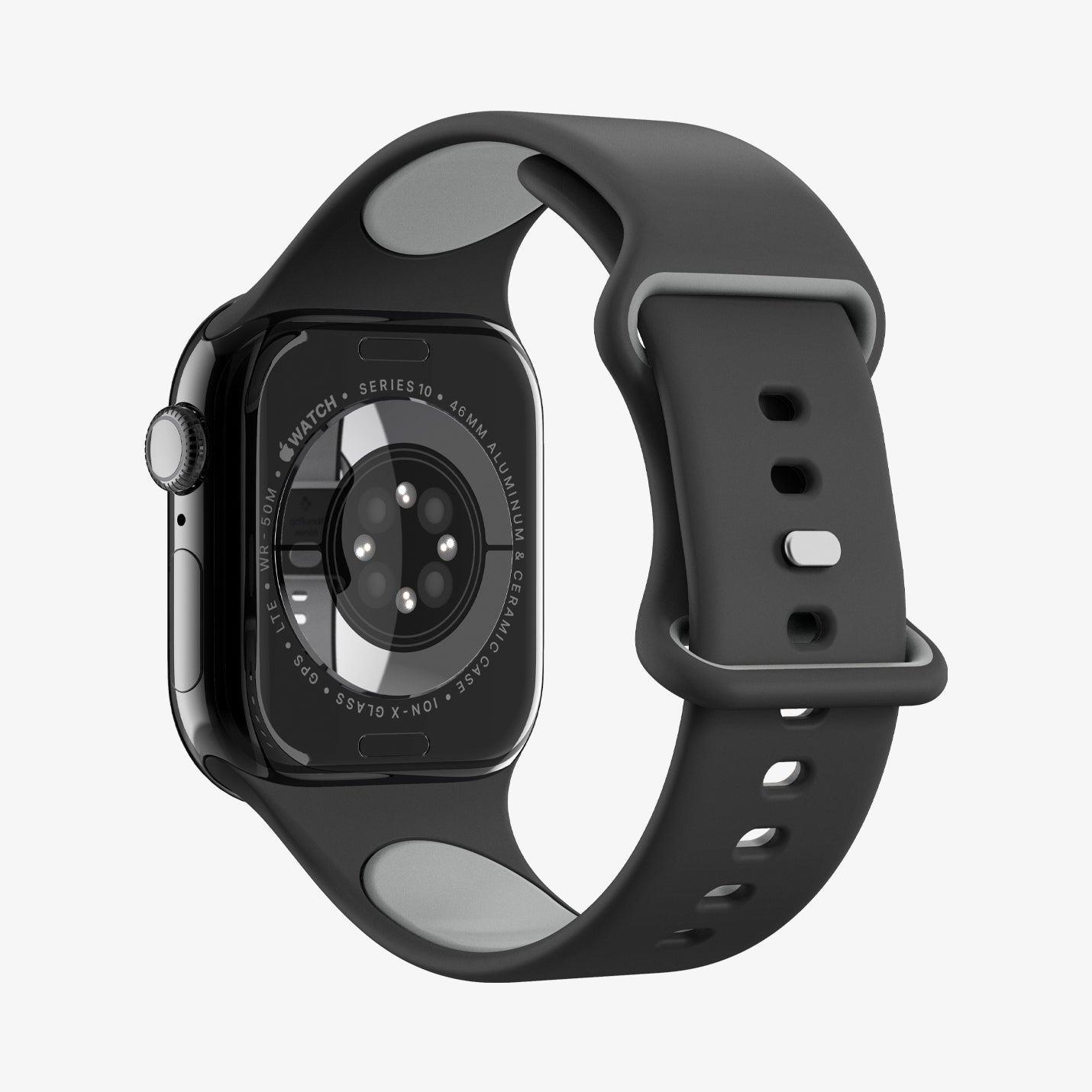 AMP09321 - Apple Watch Series - Nano Pop 46mm in Black Sesame showing the back, partial side, inner and back bottom