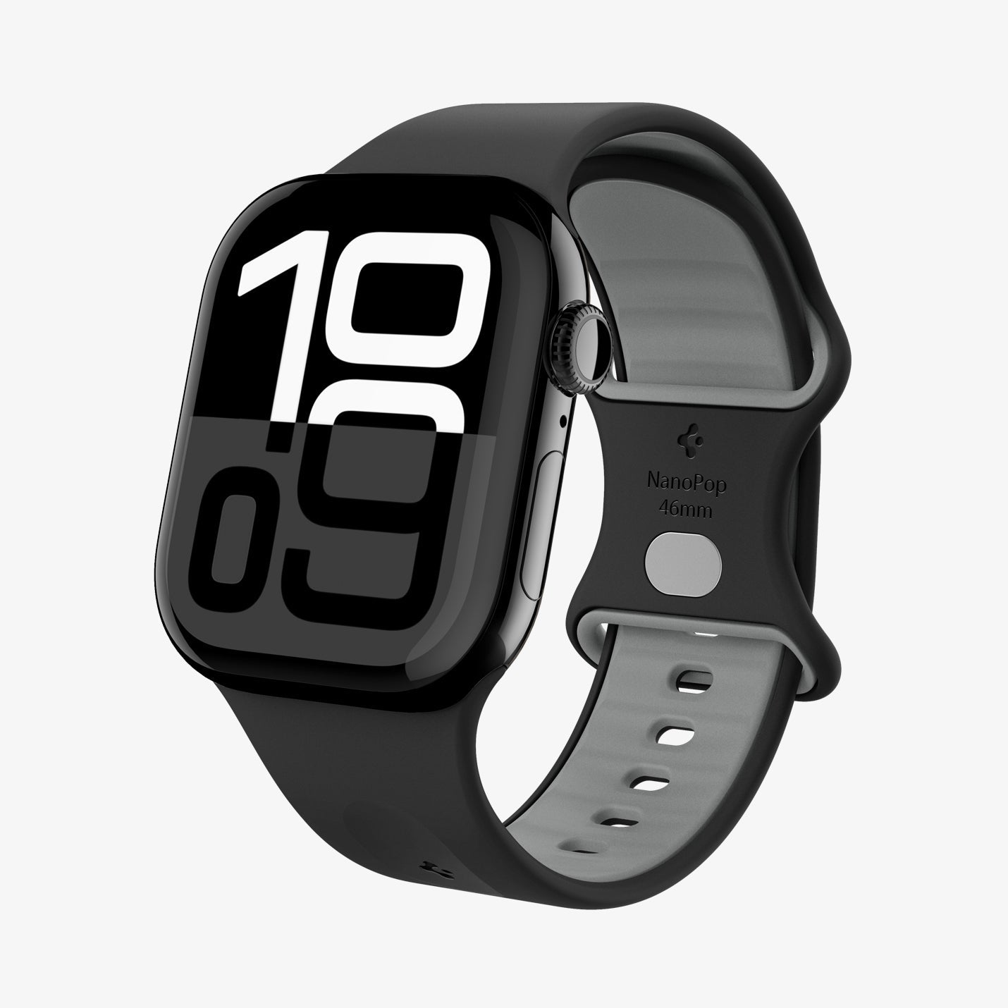 AMP09321 - Apple Watch Series - Nano Pop 46mm in Black Sesame showing the front and inside.
