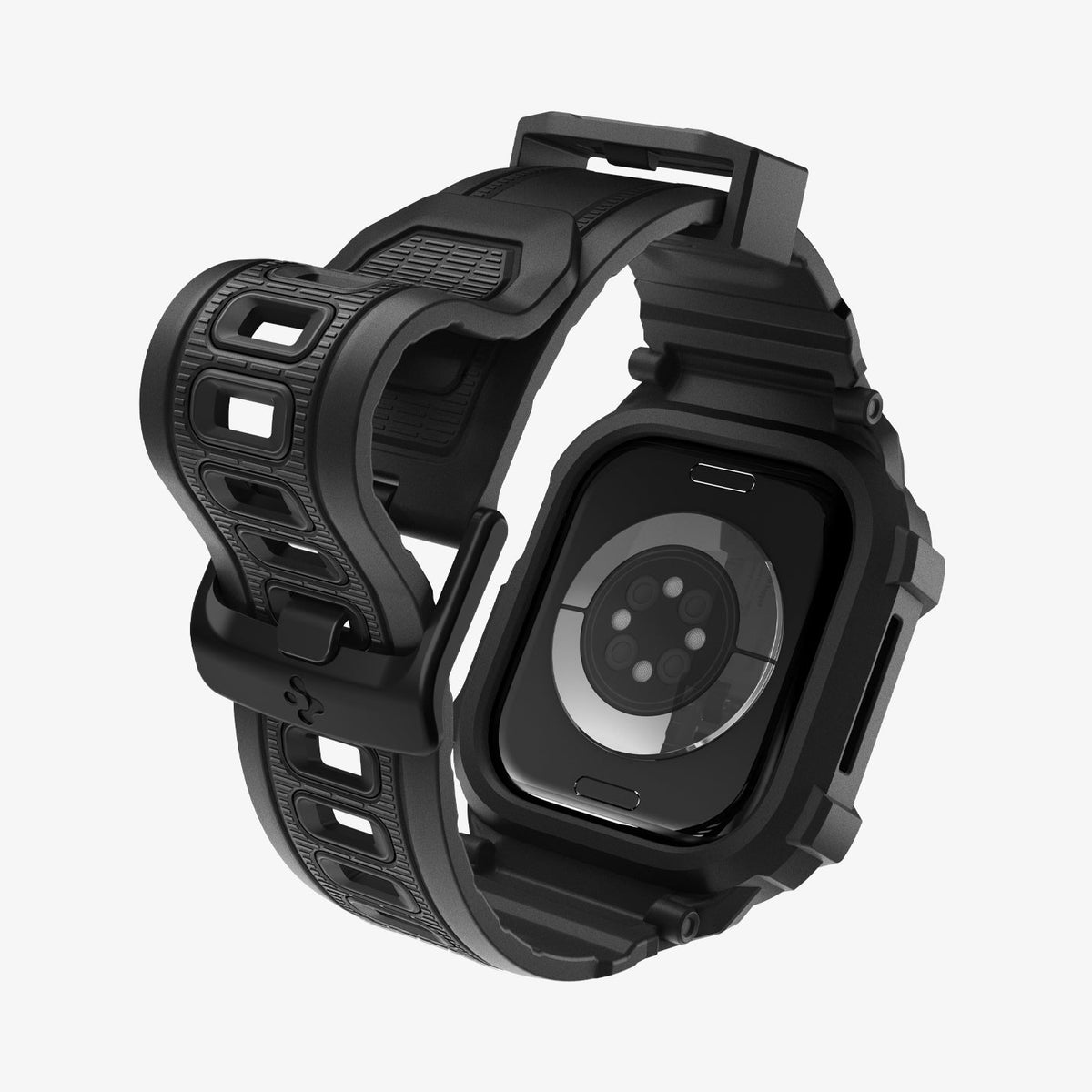 ACS10503 - Apple Watch 10/11 (46mm) Rugged Armor Pro 2 in Matte Black showing the back and inside of band