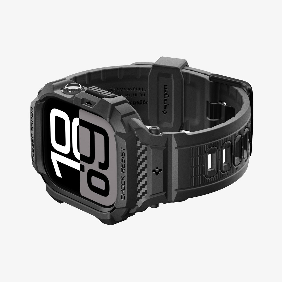 ACS10503 - Apple Watch 10/11 (46mm) Rugged Armor Pro 2 in Matte Black showing the front, bottom and side
