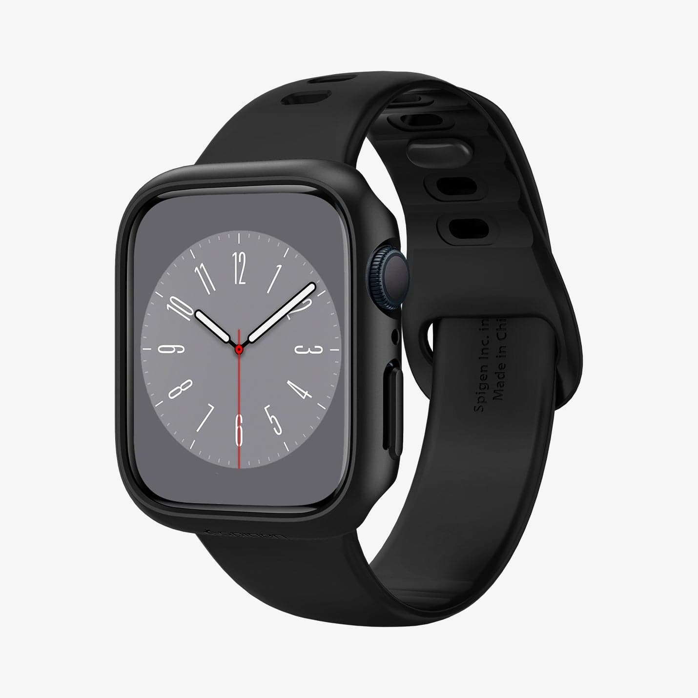 ACS04174 - Apple Watch Series (45mm) Case Thin Fit in black showing the front and inside of band