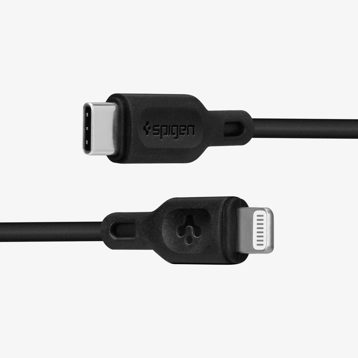 000CA27022 - DuraSync USB-C to Lightning Cable 2 Pack in black showing the lightning cable end and the USB-C end