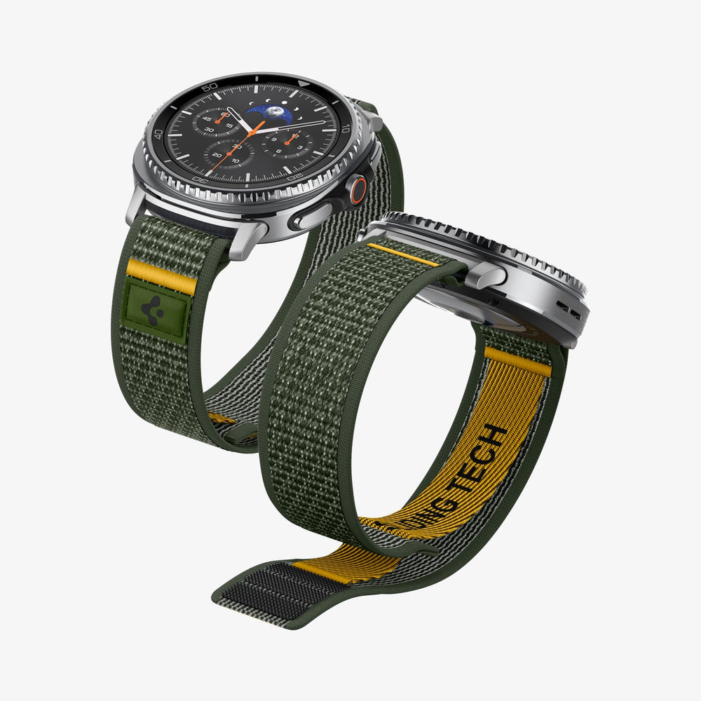 AMP10113 - Galaxy Watch 9 Series - Athlex Air in Active Green showing the front and partial inside of band two bands