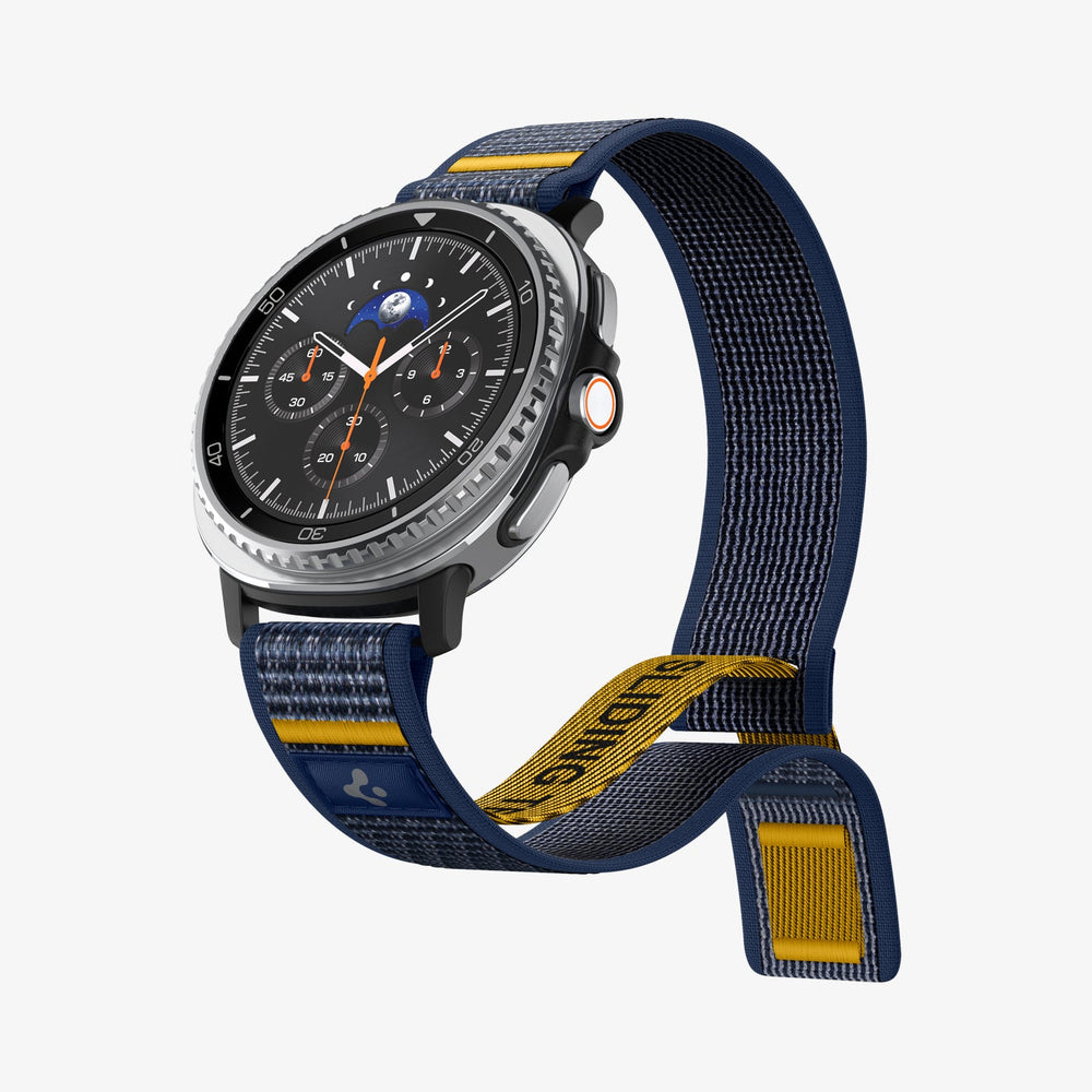 AMP10114 - Galaxy Watch 9 Series - Athlex Air in active navy showing the front, side and band slightly bending back