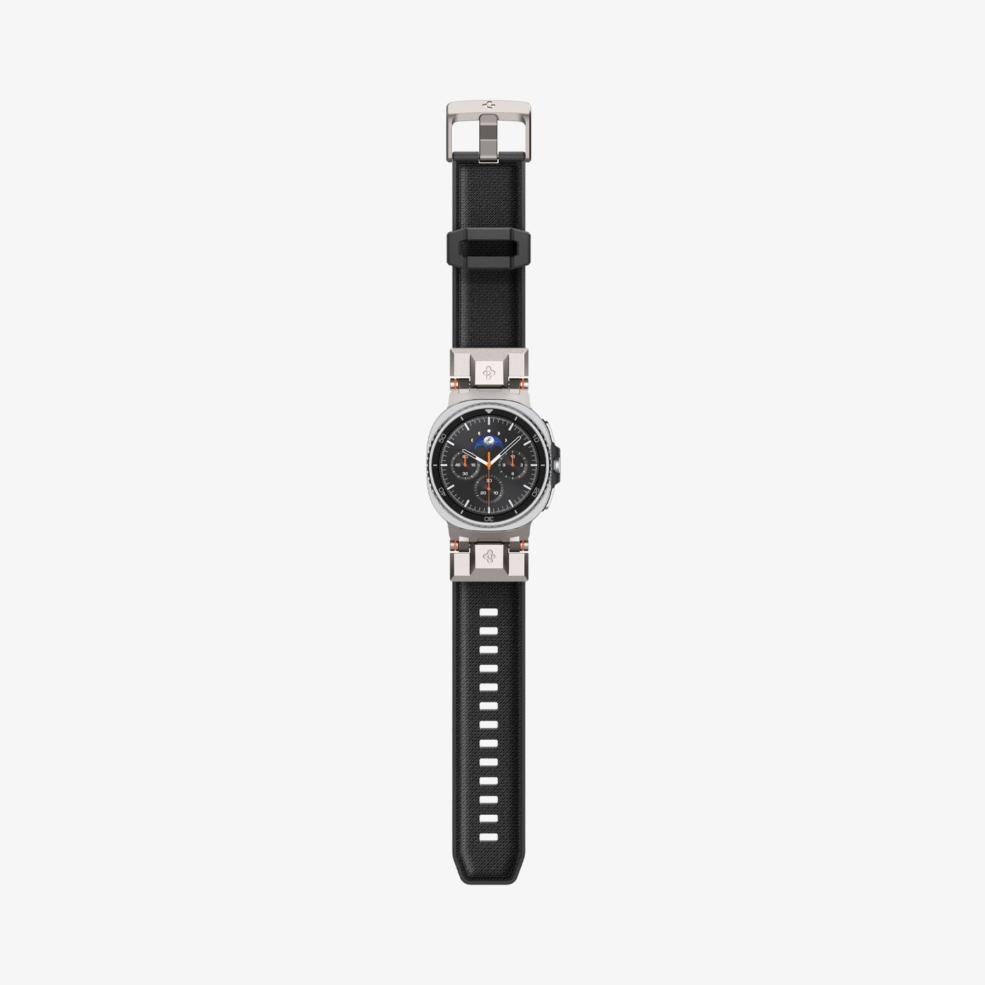 AMP10118 - Galaxy Watch 9 Series DuraPro Armor band in black showing the front with band laid out flat
