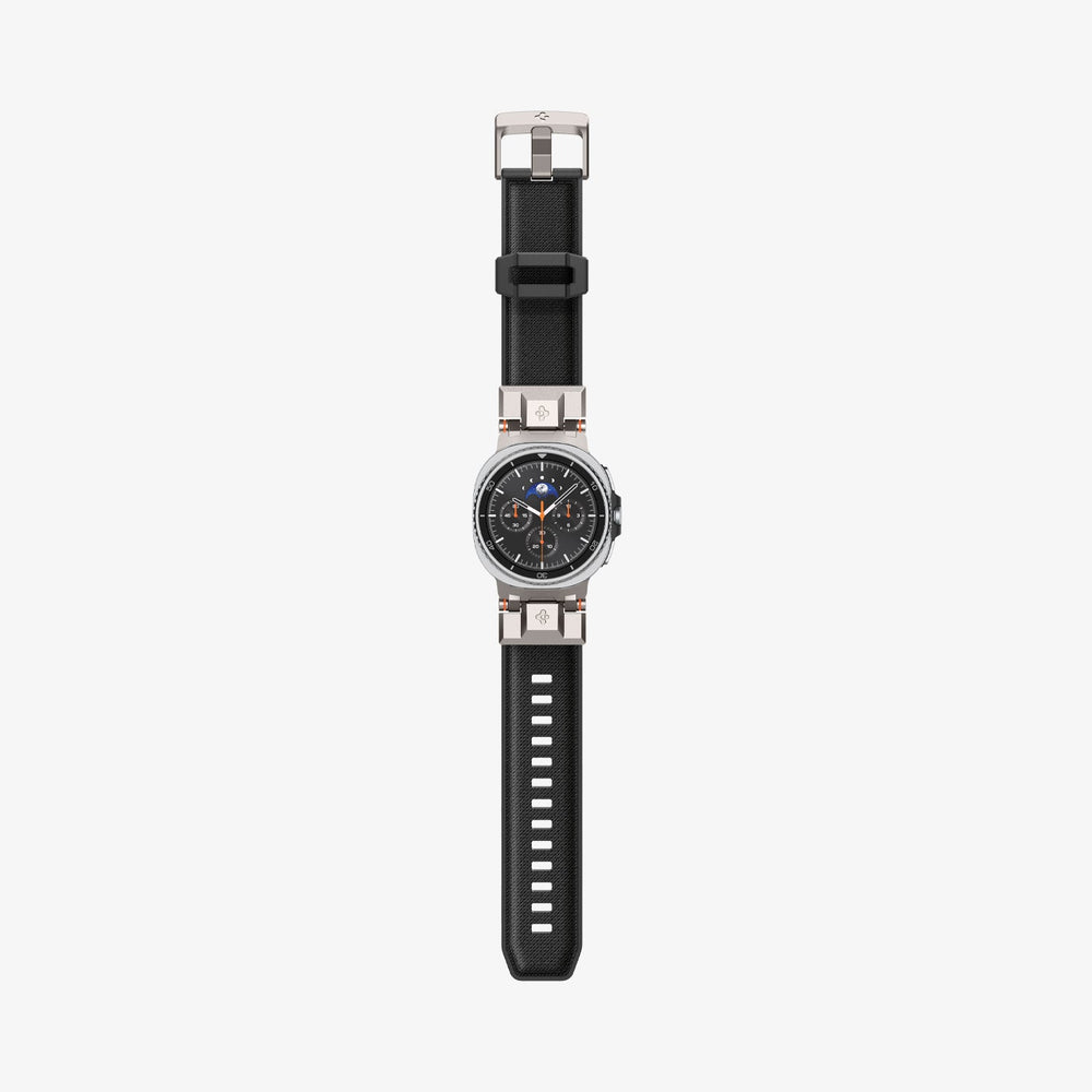 AMP10118 - Galaxy Watch 9 Series DuraPro Armor band in black showing the front with band laid out flat