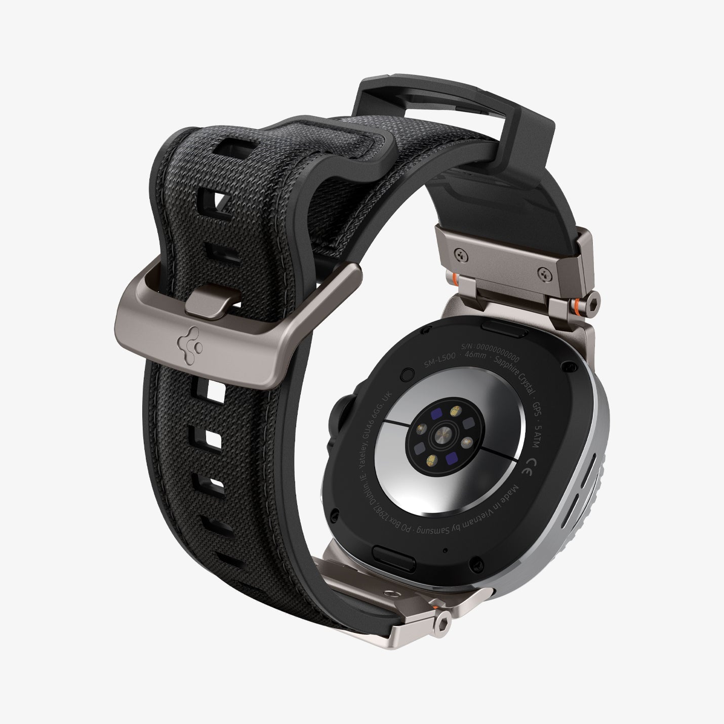 AMP10118 - Galaxy Watch 9 Series DuraPro Armor band in black showing the back and band bending slightly