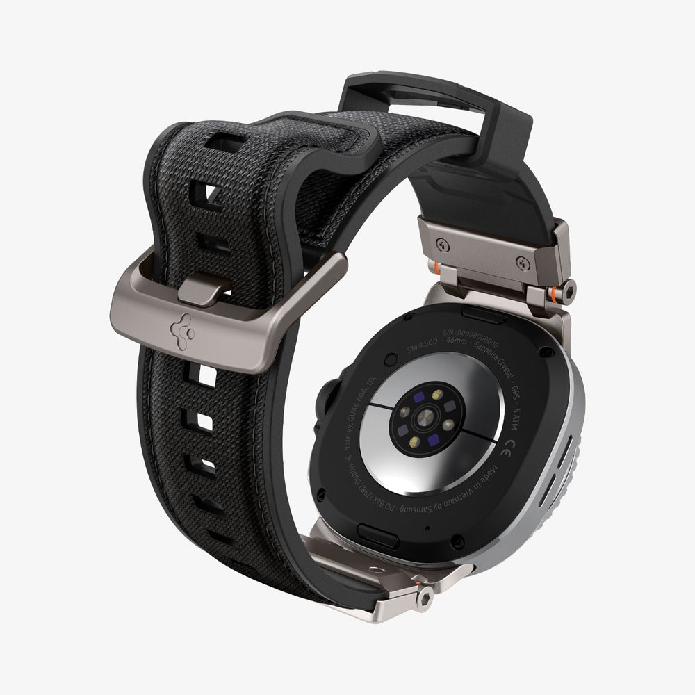 AMP10118 - Galaxy Watch 9 Series DuraPro Armor band in black showing the back and band bending slightly