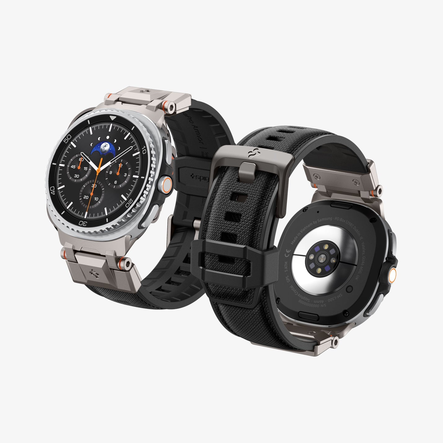 AMP10118 - Galaxy Watch 9 Series DuraPro Armor band in black showing the front and back